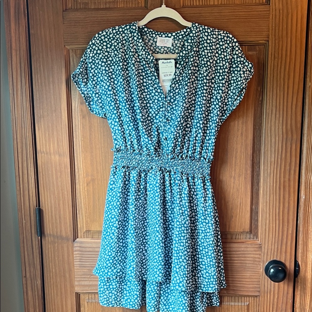 Blue Polka Dot Midi Dress